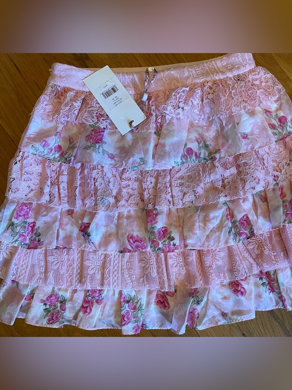 LoveShackFancy Melrita Ruffle Mini Skirt in Pink Ivy NWT size 00 - Picture 3 of 4